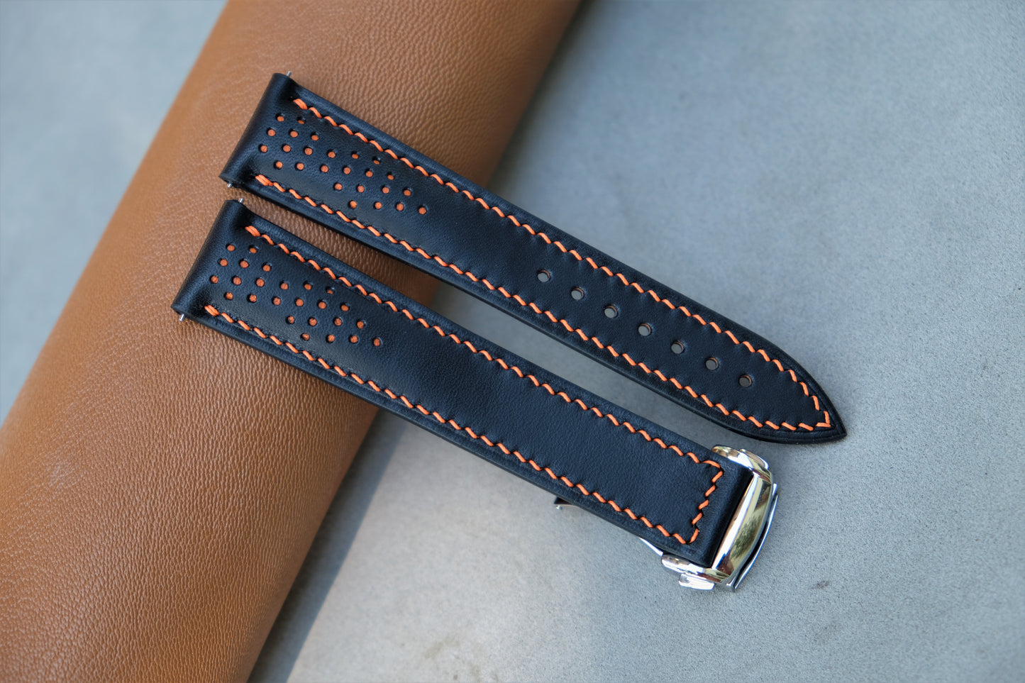 Black BUTTERO Leather Watch Strap for Omega watches