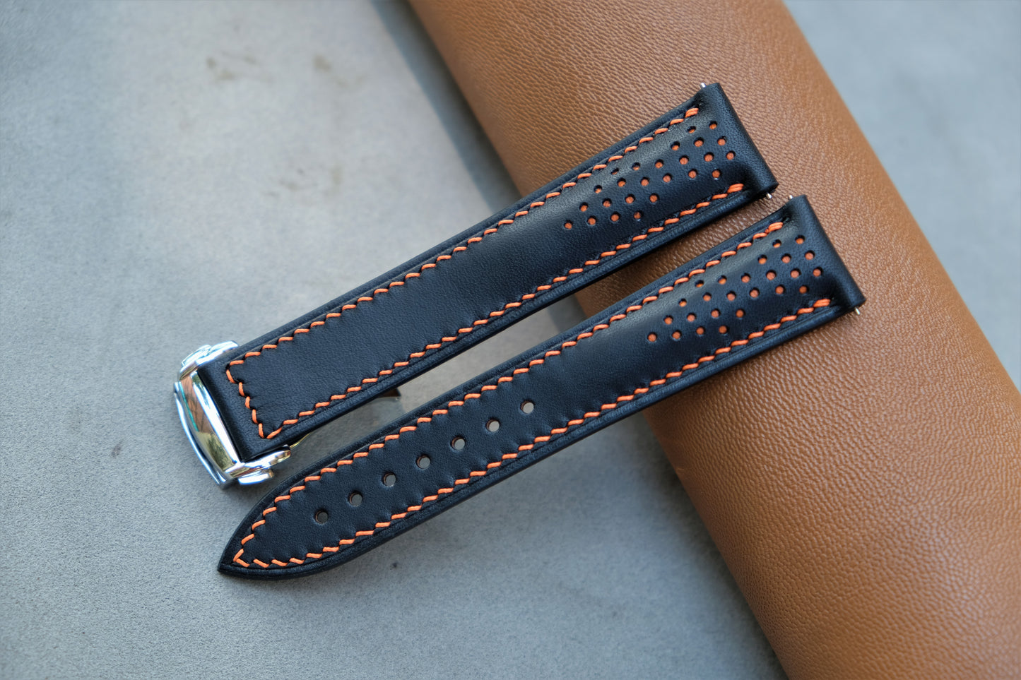 Black BUTTERO Leather Watch Strap for Omega watches