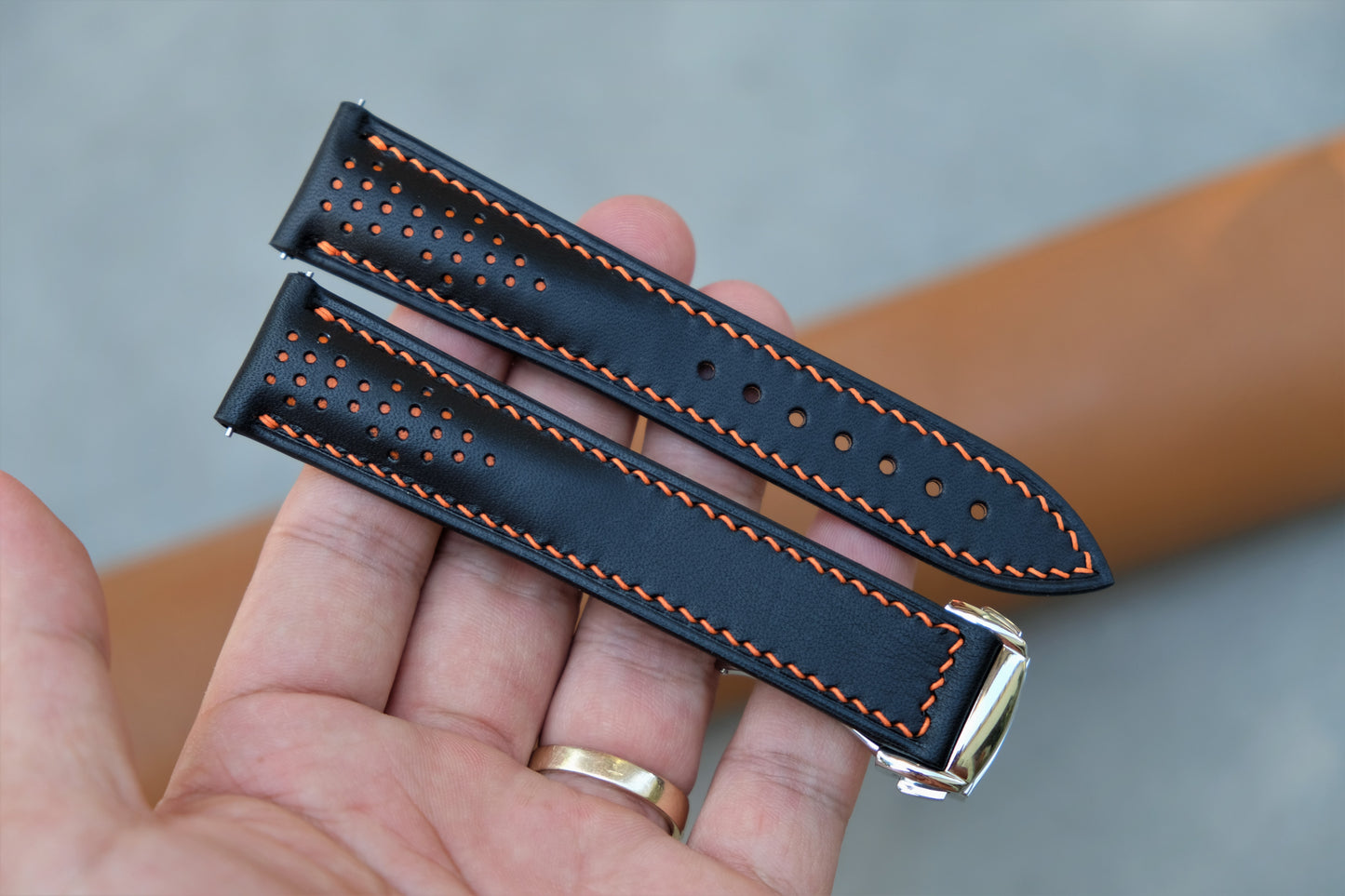 Black BUTTERO Leather Watch Strap for Omega watches