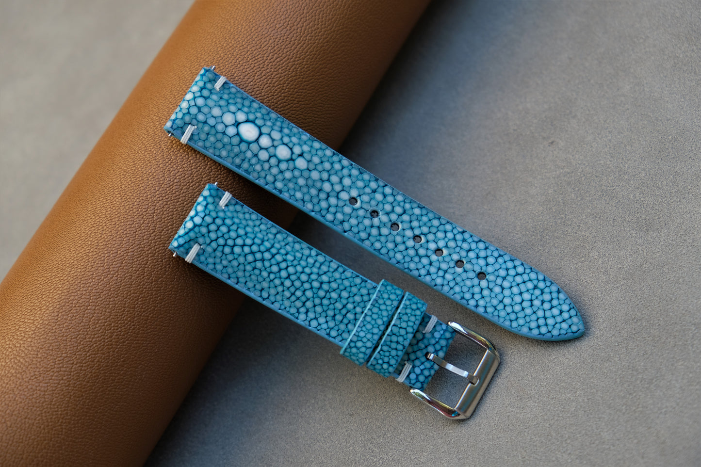 Turquoise Stingray Leather Watch Strap 1 Pearl In The Center