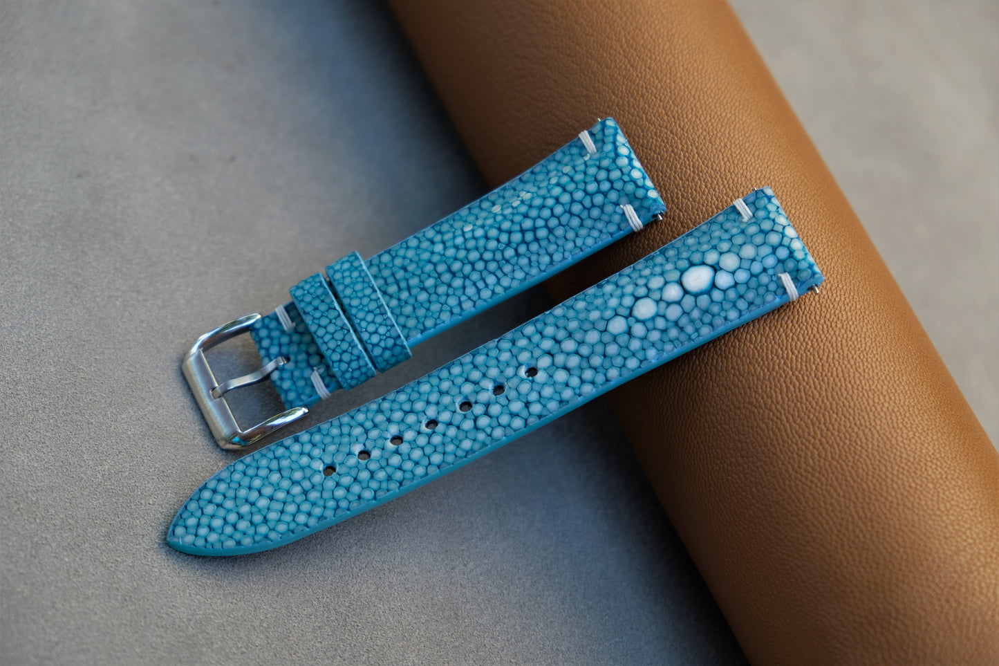 Turquoise Stingray Leather Watch Strap 1 Pearl In The Center