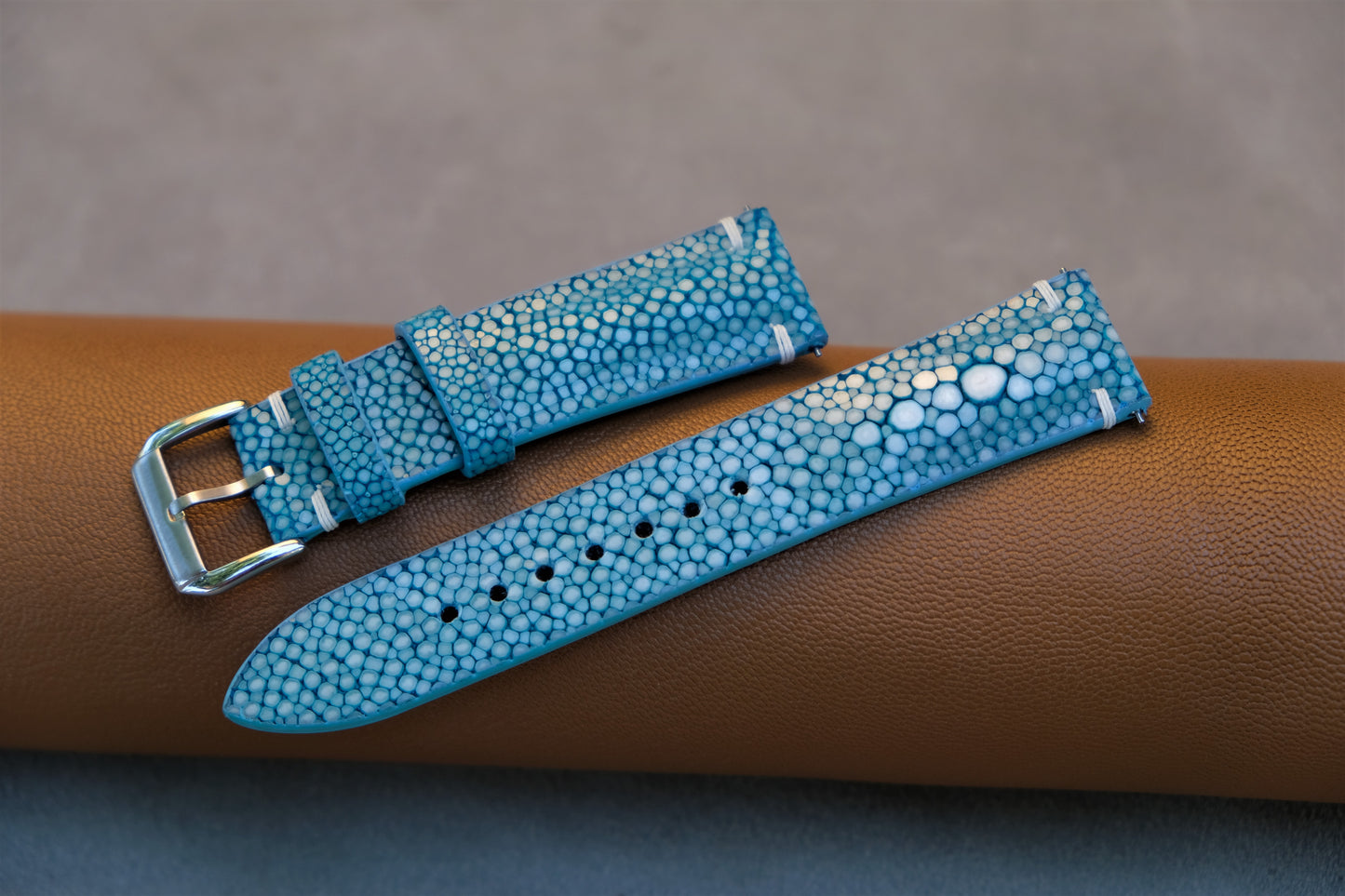 Turquoise Stingray Leather Watch Strap 1 Pearl In The Center