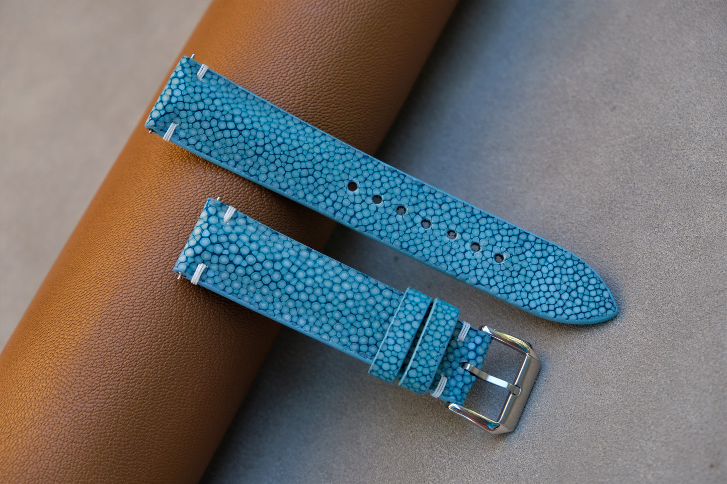 Turquoise Stingray Leather Watch Strap