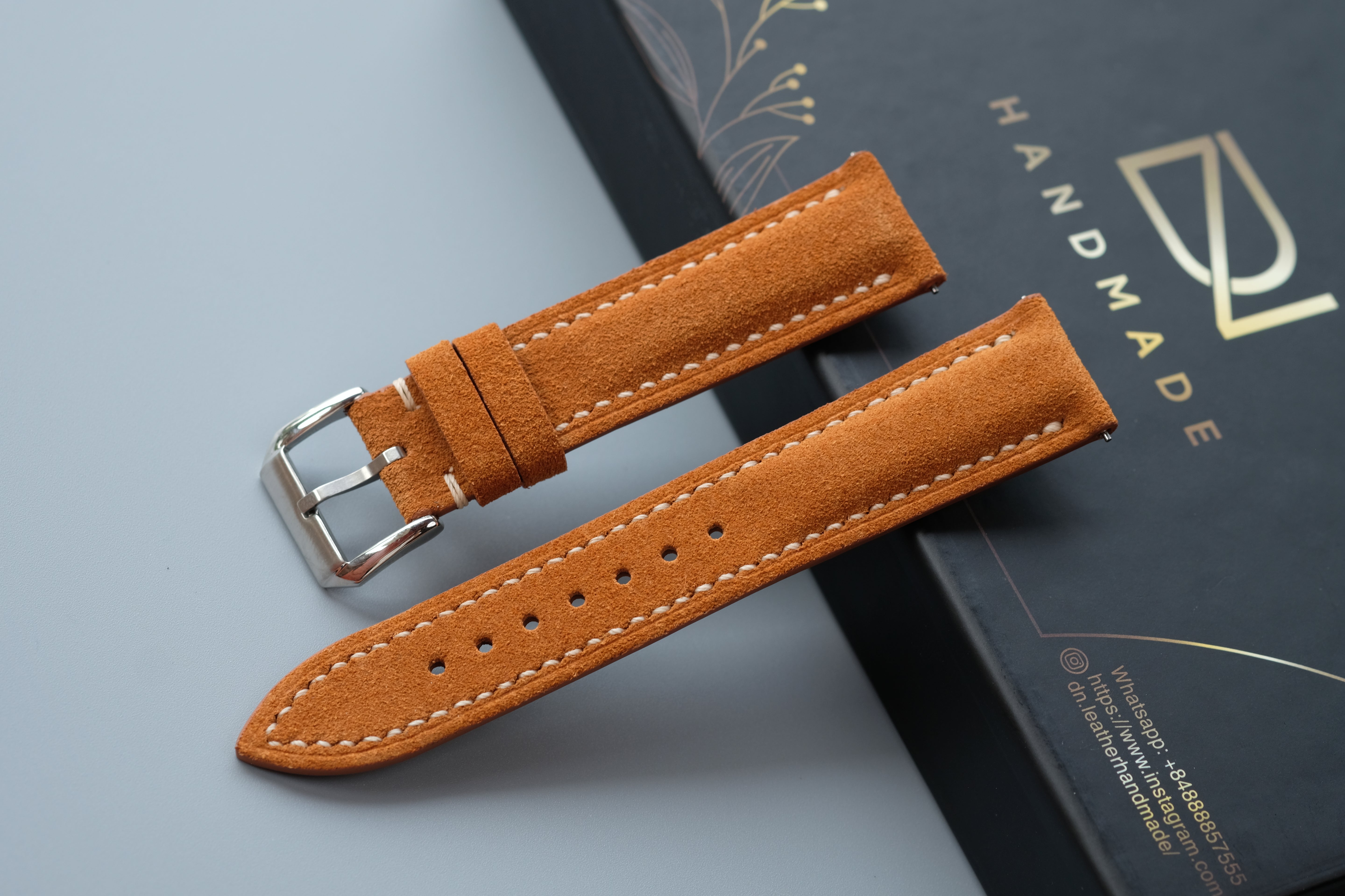 Cow Yellow Suede Leather Watch Strap – Custom Sizes 10mm to 26mm