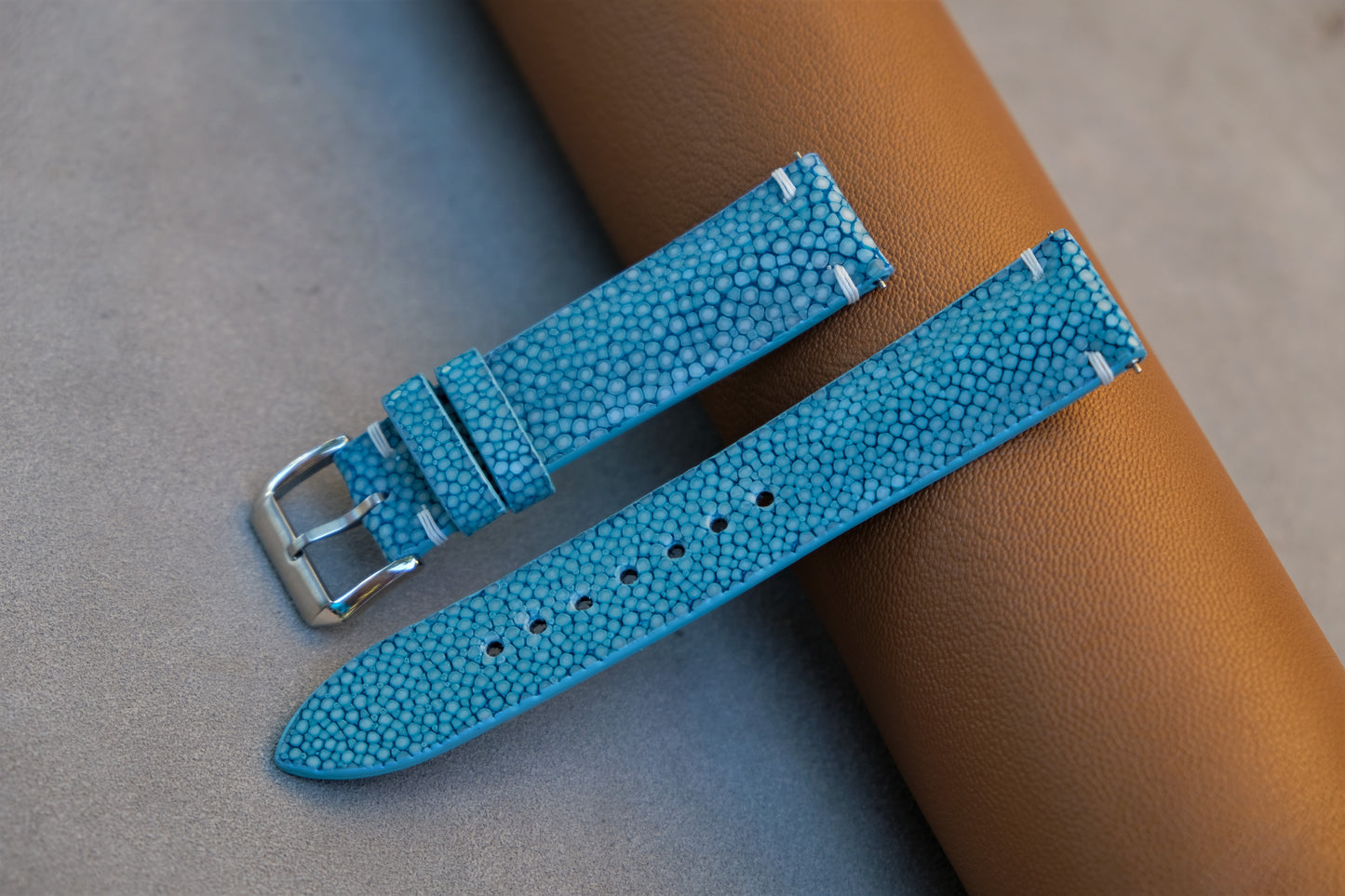 Turquoise Stingray Leather Watch Strap