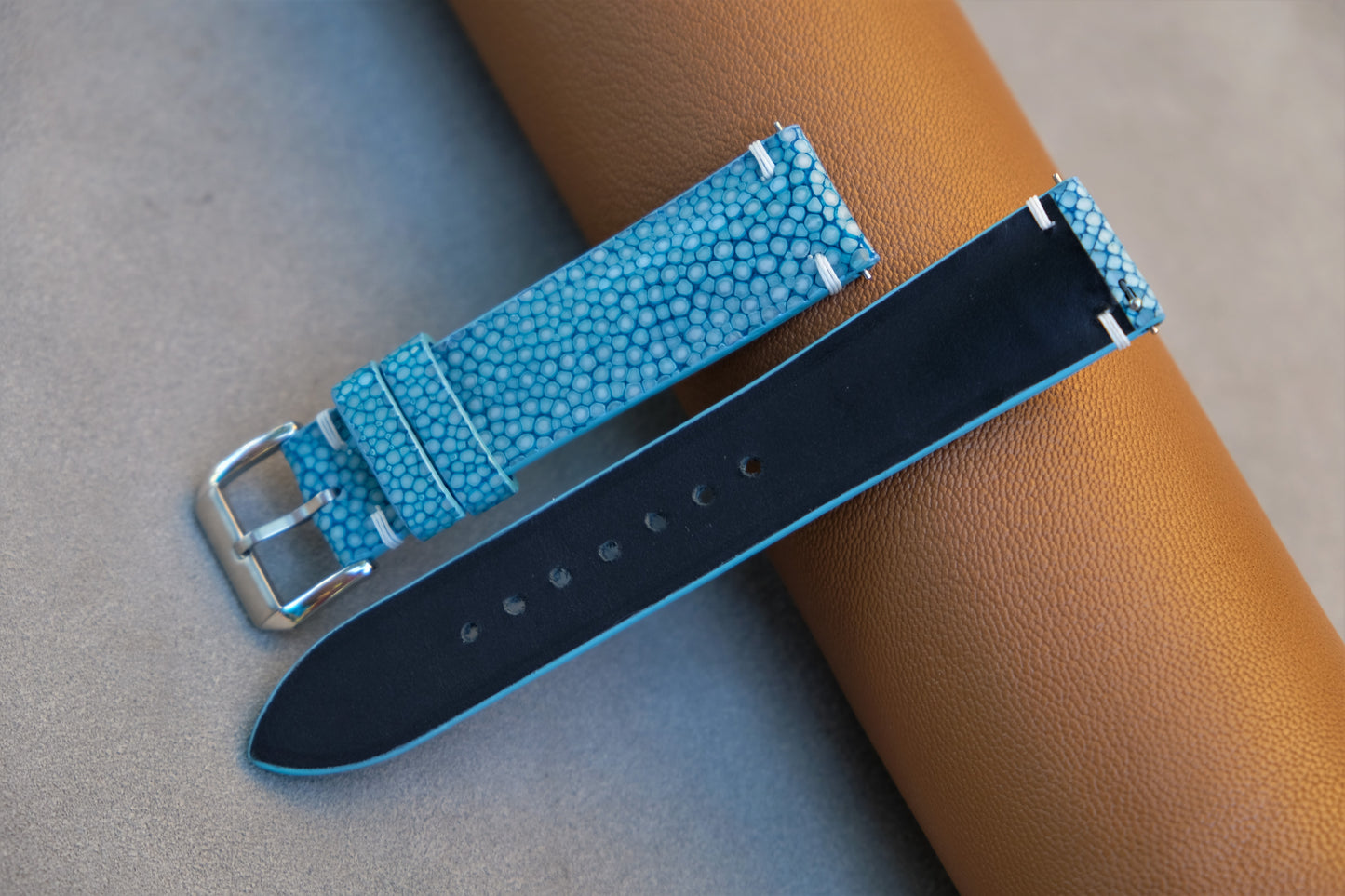 Turquoise Stingray Leather Watch Strap