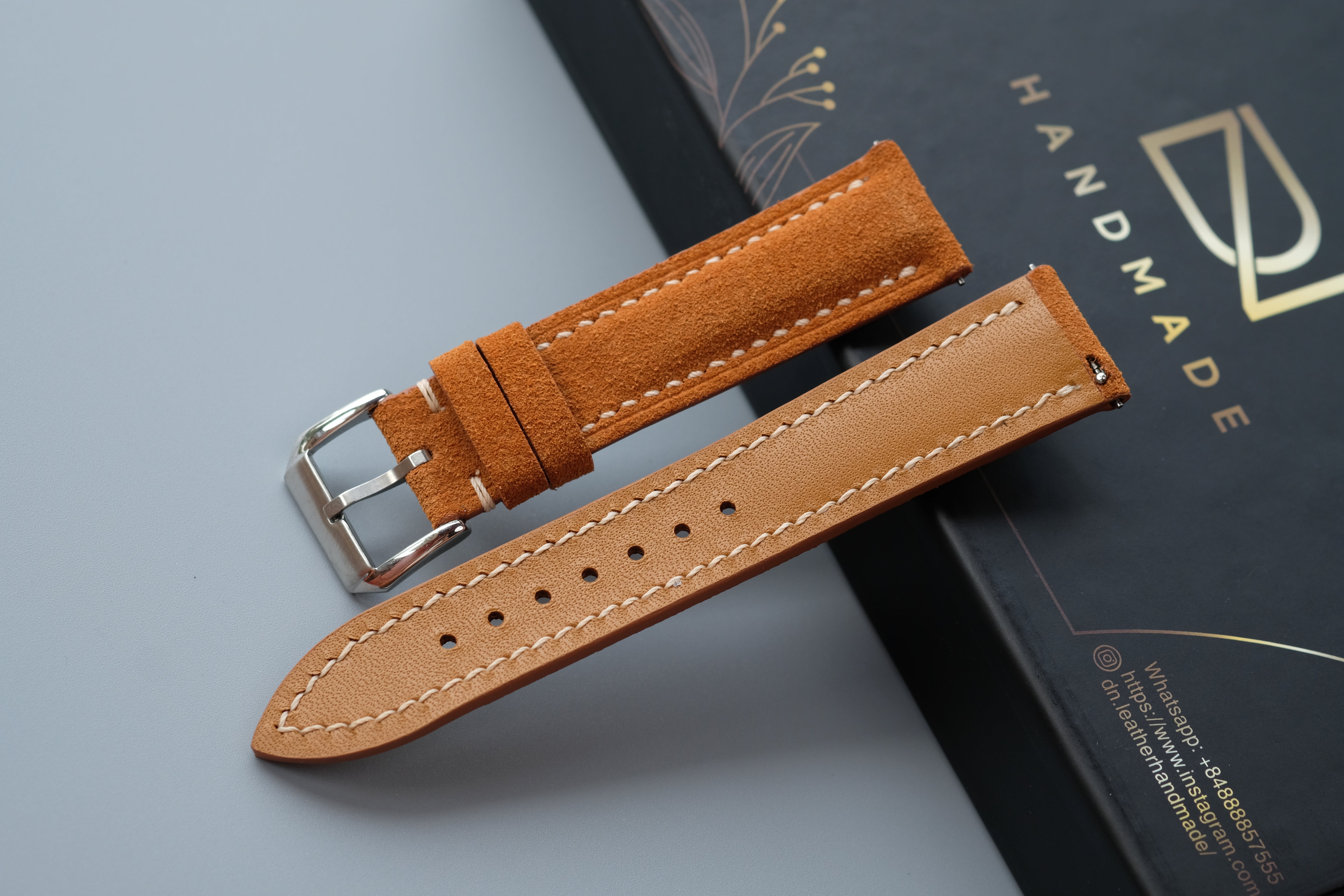 Cow Yellow Suede Leather Watch Strap – Custom Sizes 10mm to 26mm