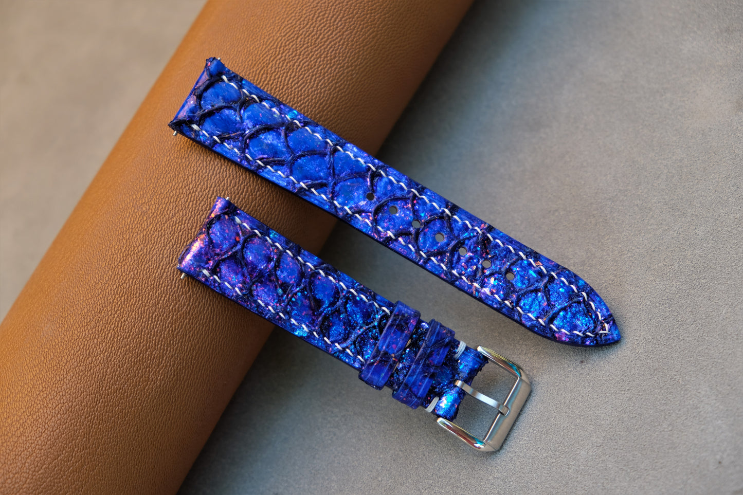 Blue Carp Leather Watch Strap