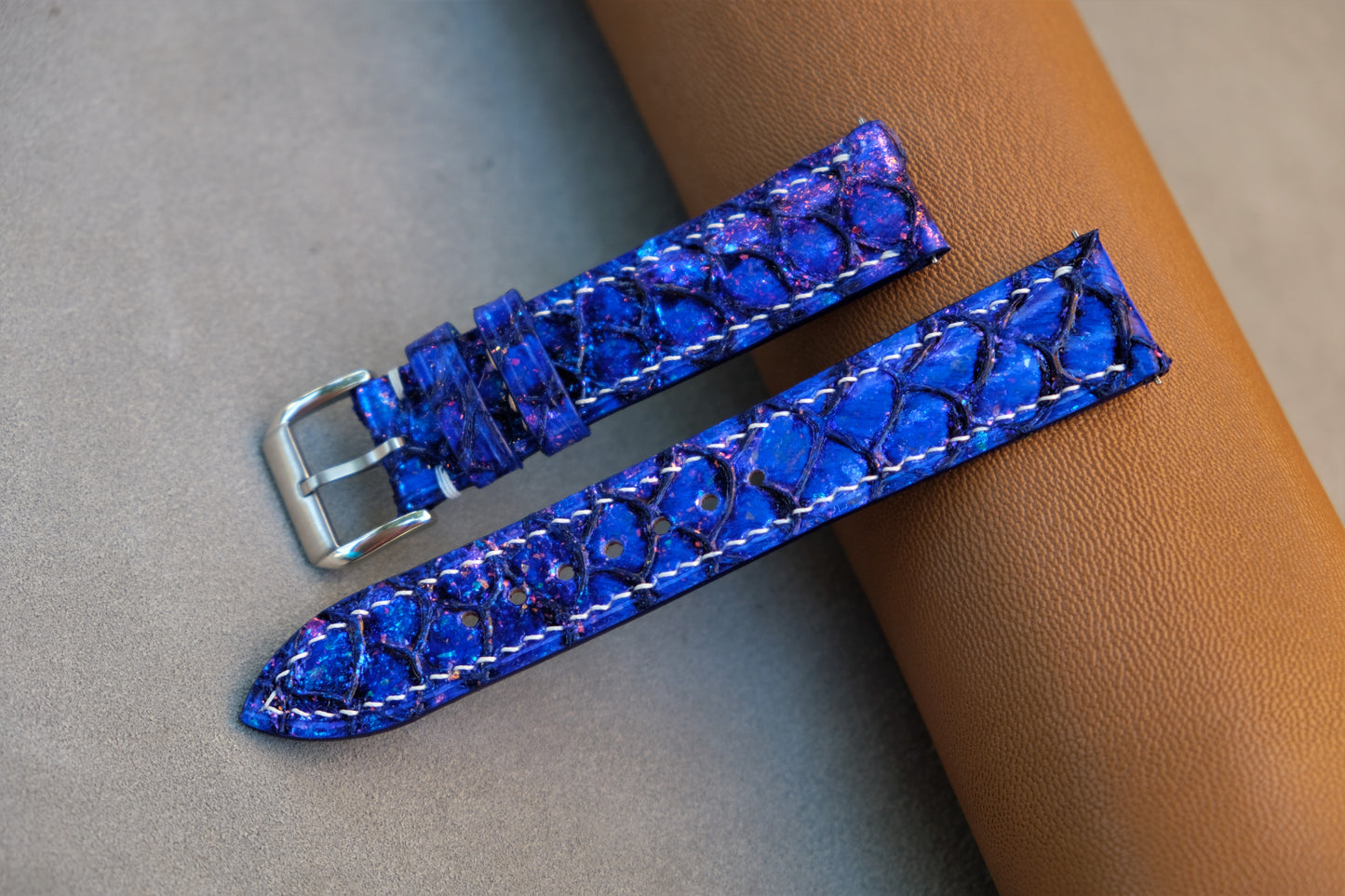 Blue Carp Leather Watch Strap