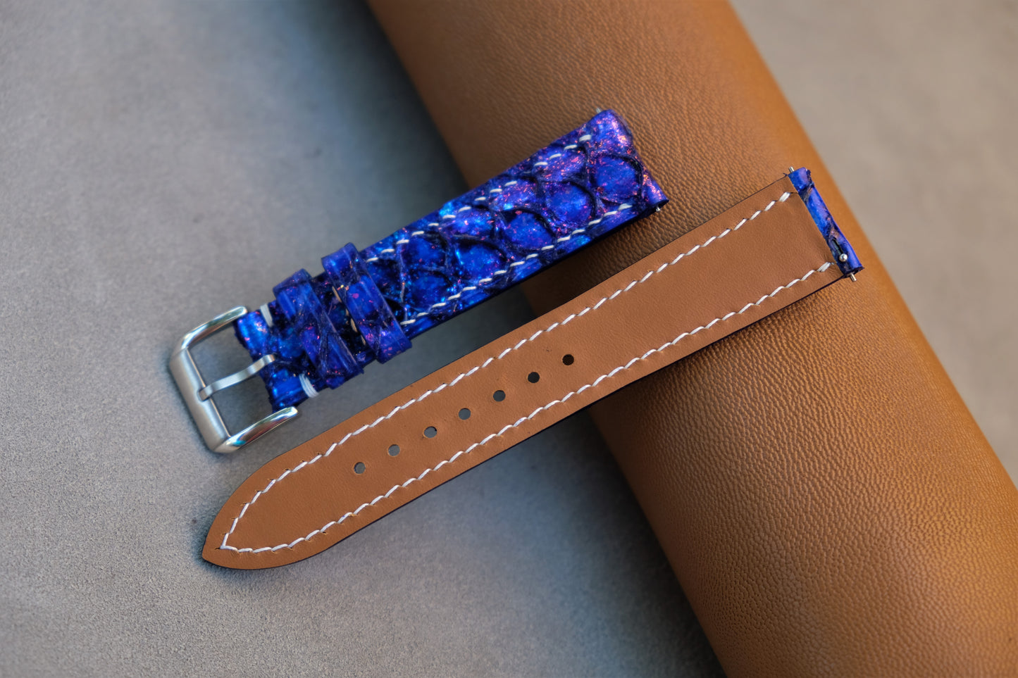 Blue Carp Leather Watch Strap