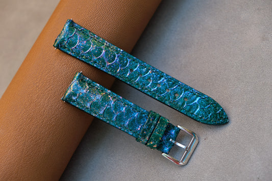 Dark Green Carp Leather Watch Strap