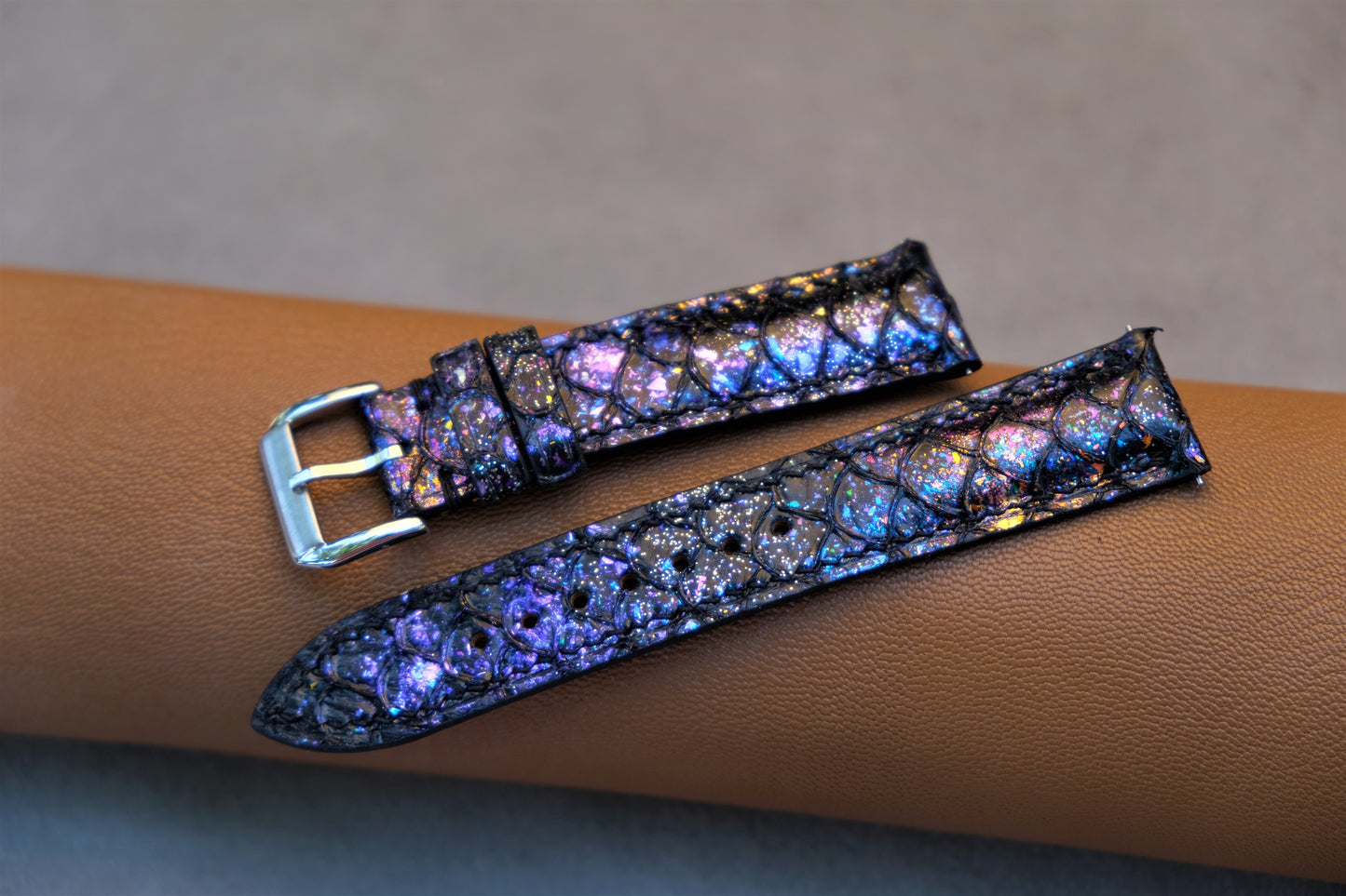 Black GALAXY Carp Leather Watch Strap