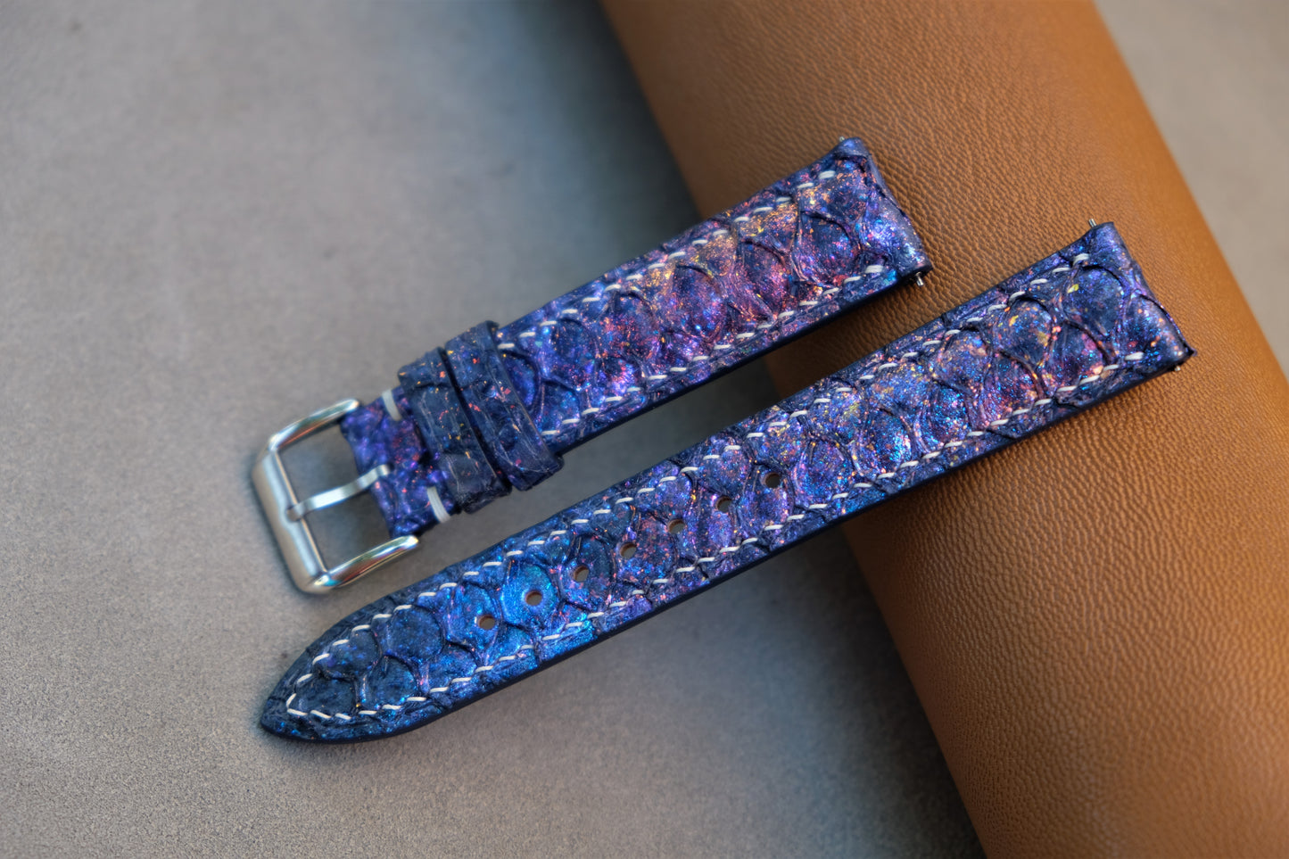 Blue Galaxy Carp Leather Watch Strap