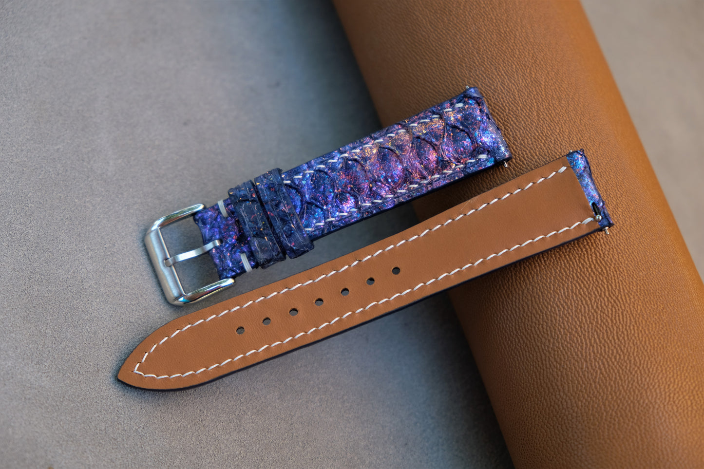 Blue Galaxy Carp Leather Watch Strap