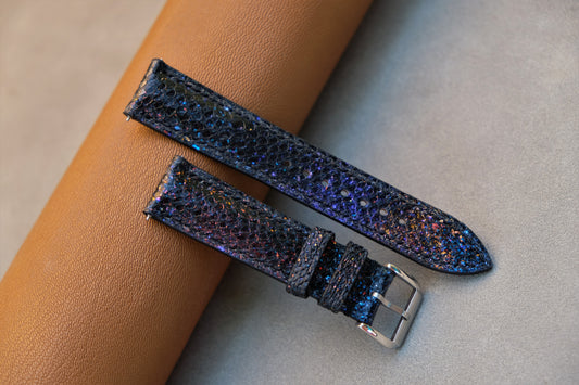 Black GALAXY Salmon Leather Watch Strap