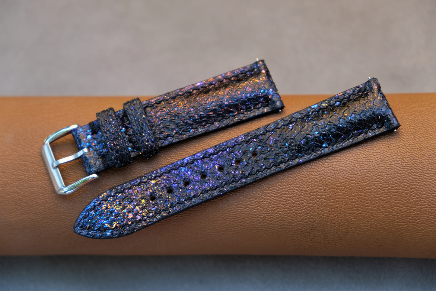 Black GALAXY Salmon Leather Watch Strap