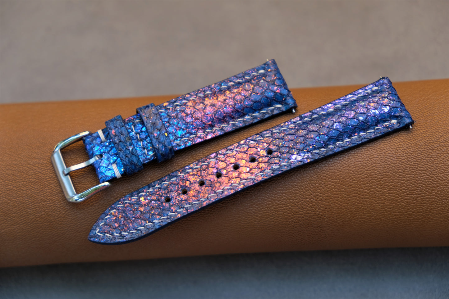 Blue Salmon Leather Watch Strap