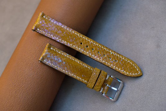 Yellow Salmon Leather Watch Strap