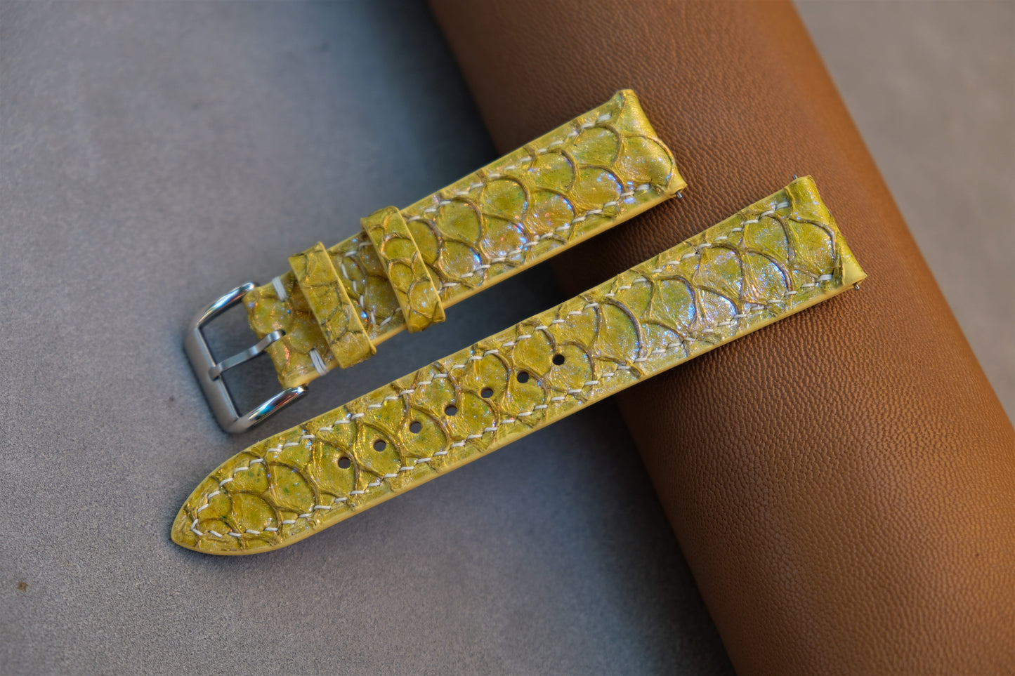 Yellow Carp Leather Watch Strap