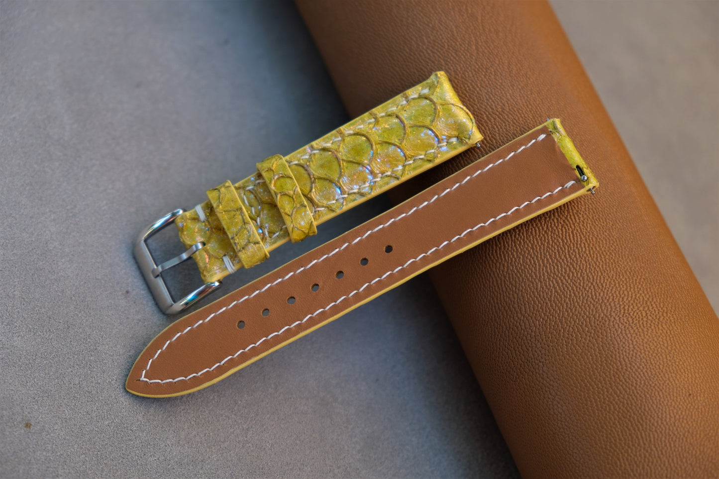 Yellow Carp Leather Watch Strap