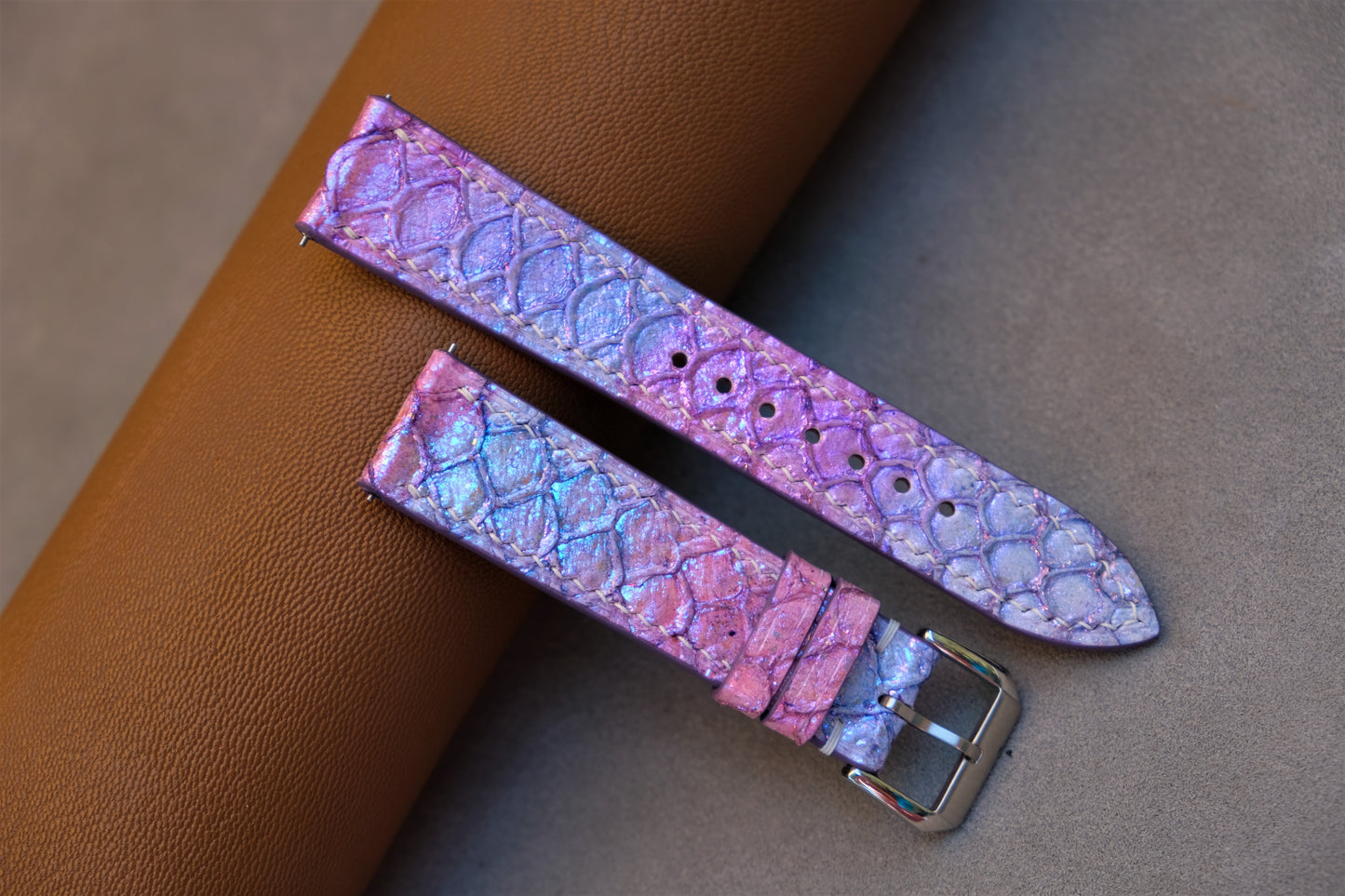 Light Pink Carp Leather Watch Strap