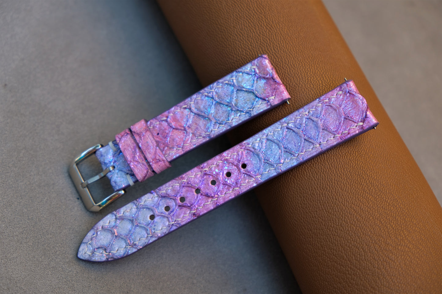 Light Pink Carp Leather Watch Strap