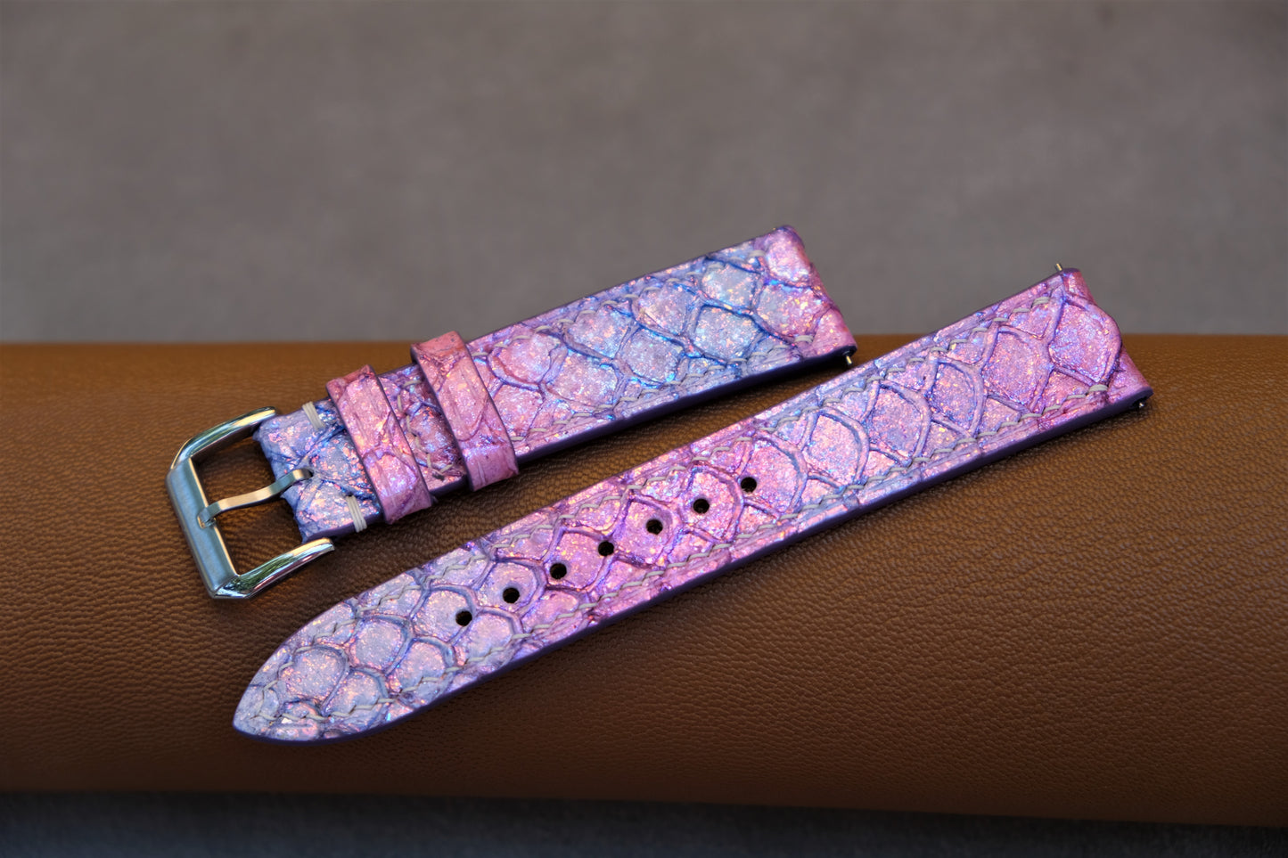 Light Pink Carp Leather Watch Strap