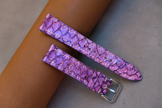 Pink Carp Leather Watch Strap