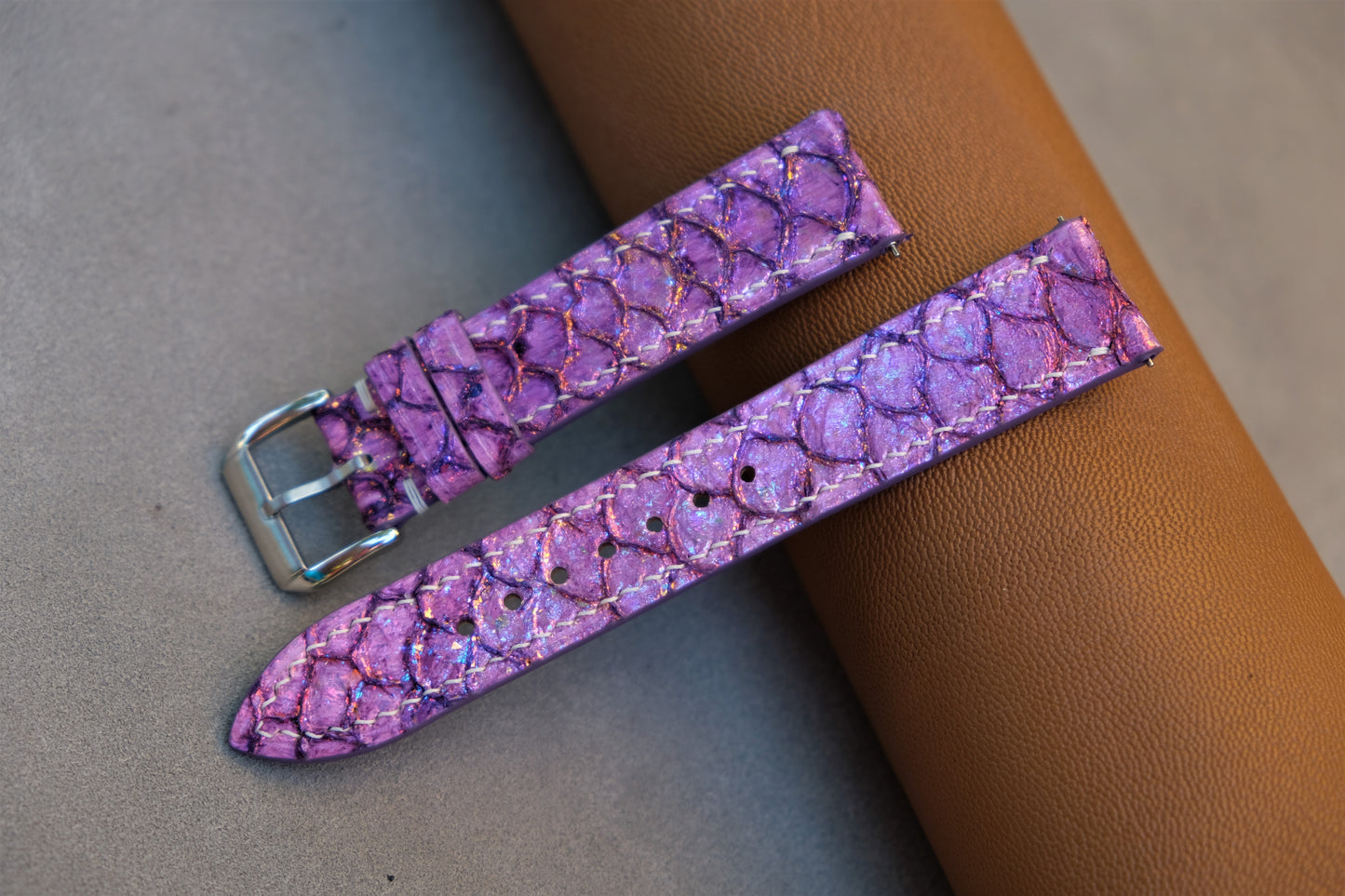 Pink Carp Leather Watch Strap