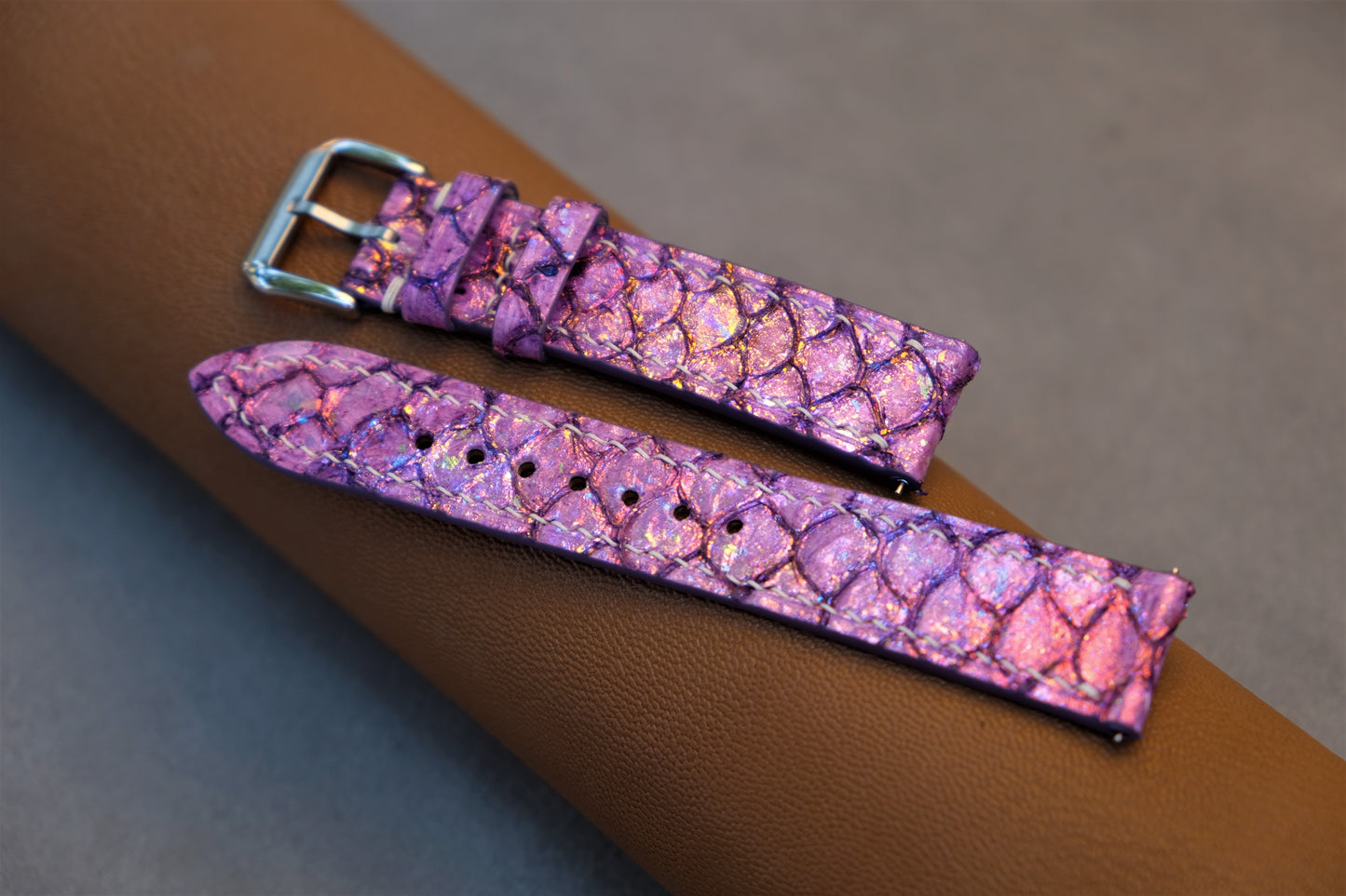 Pink Carp Leather Watch Strap