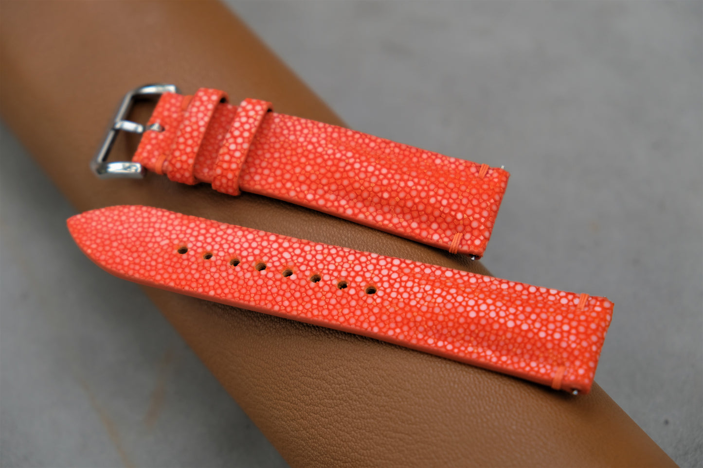 Orange Stingray Leather Watch Strap