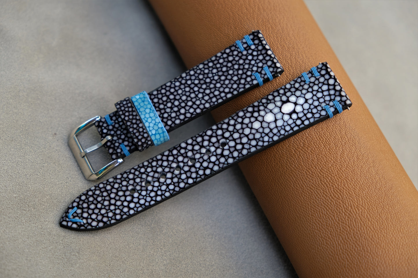 Black Stingray Watch Strap 1 Pearl In The Center