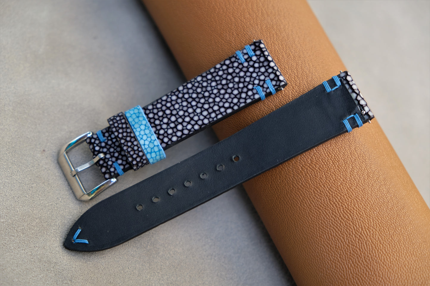 Black Stingray Watch Strap 1 Pearl In The Center