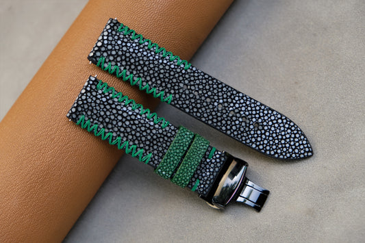 Black Stingray Leather Watch Strap