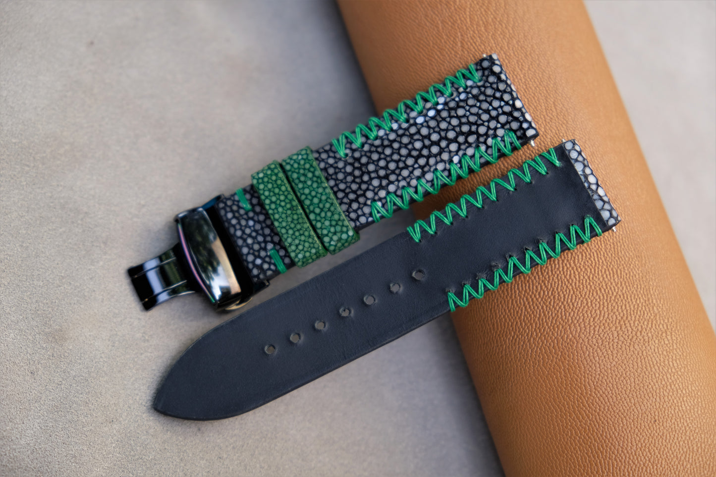 Black Stingray Leather Watch Strap