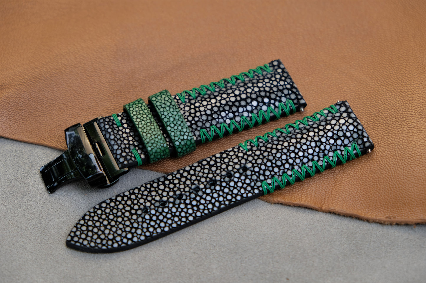 Black Stingray Leather Watch Strap