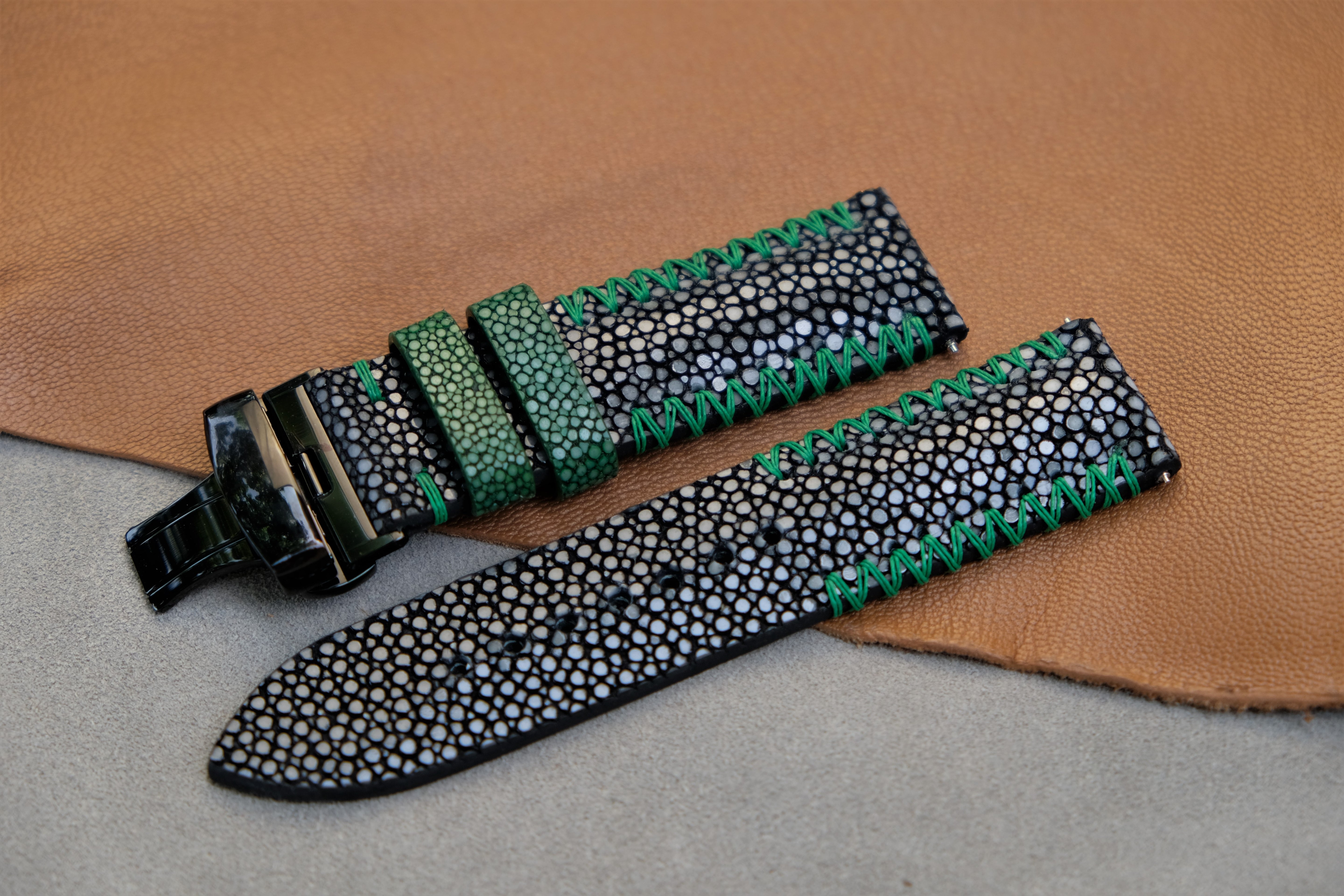 Black Stingray Leather Watch Strap