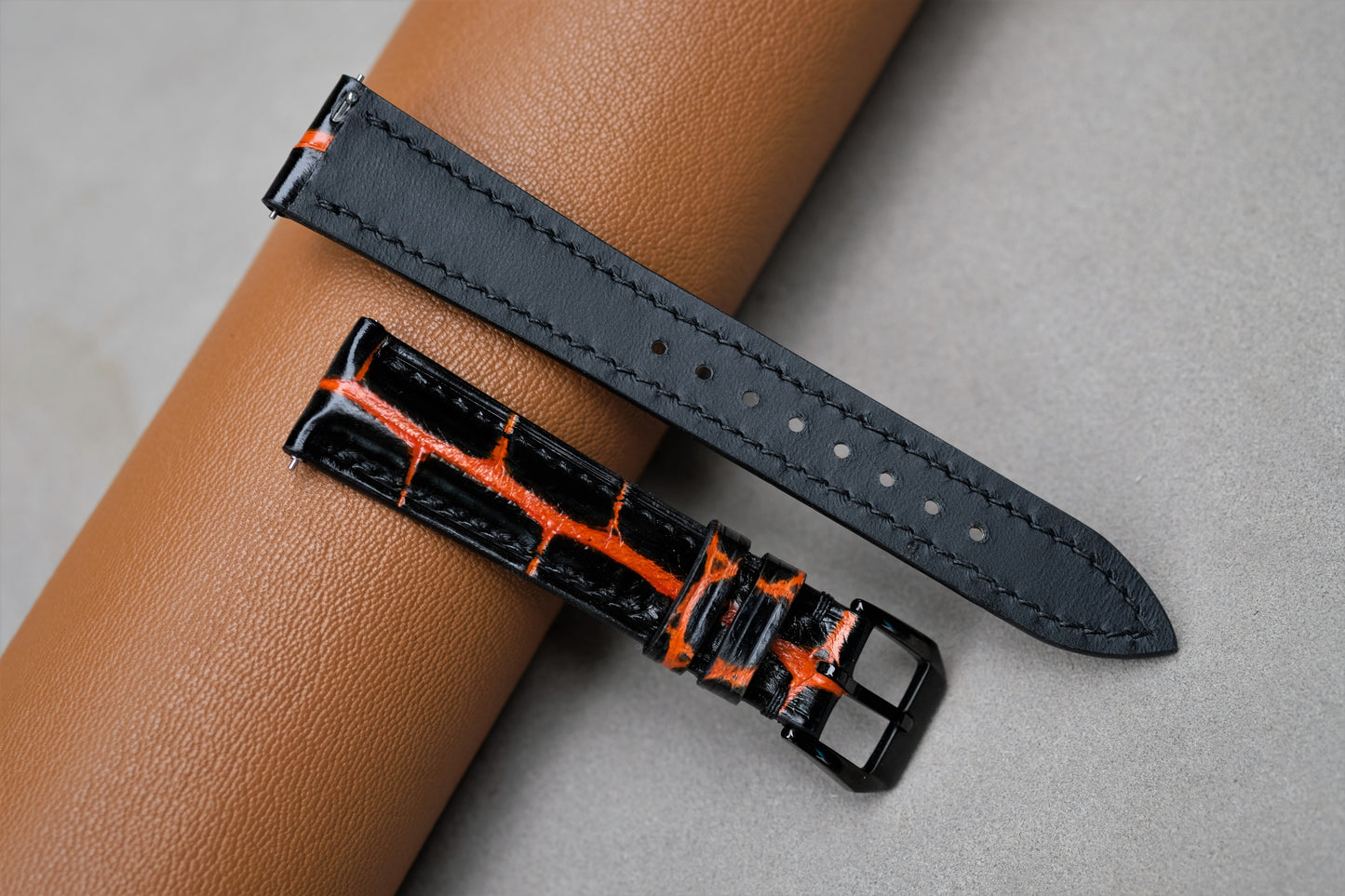 Patina Black Alligator Leather Watch Strap