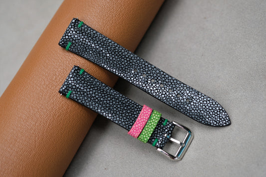 Black Stingray Leather Watch Strap