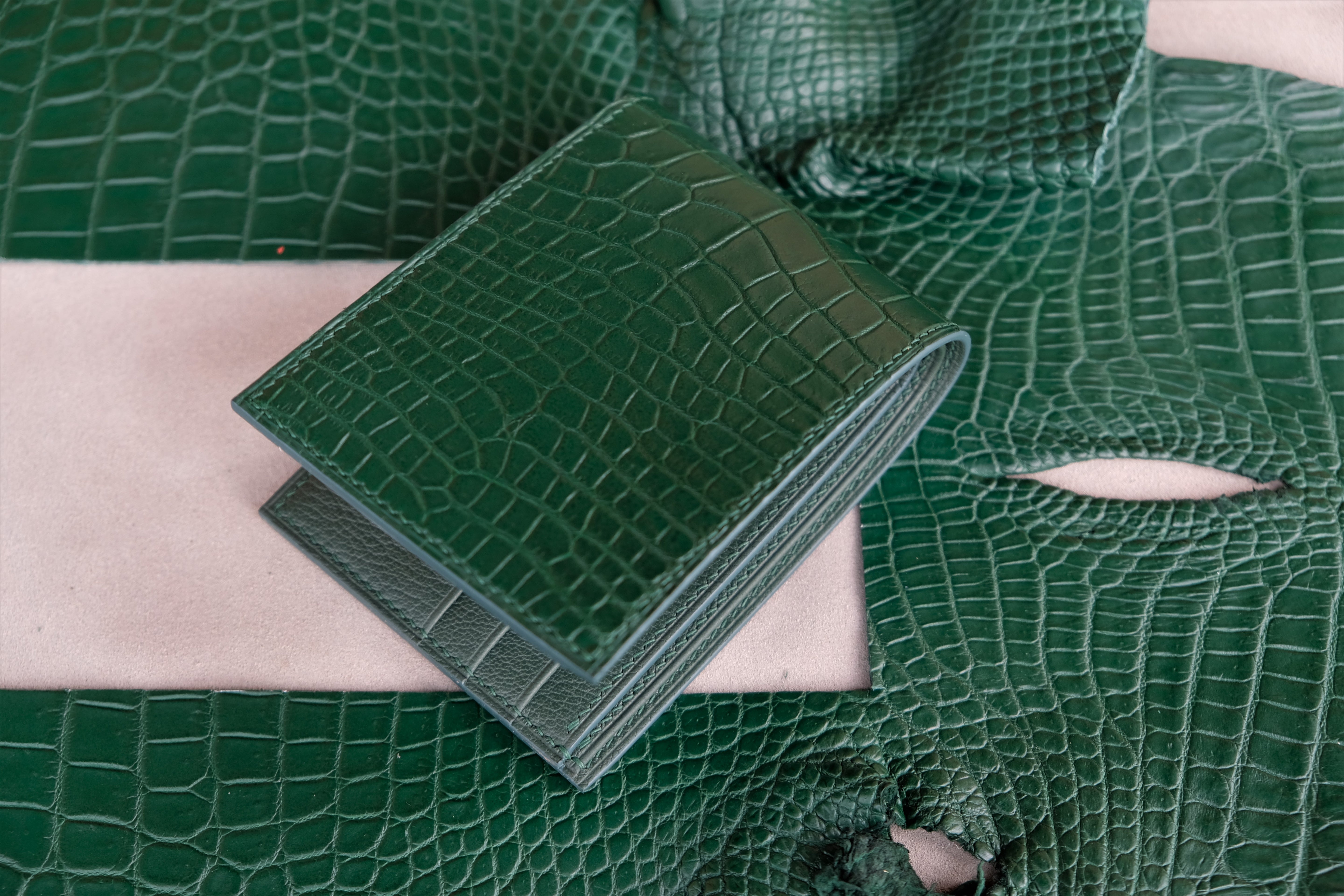 Made-to-Order Green Alligator Leather Wallet