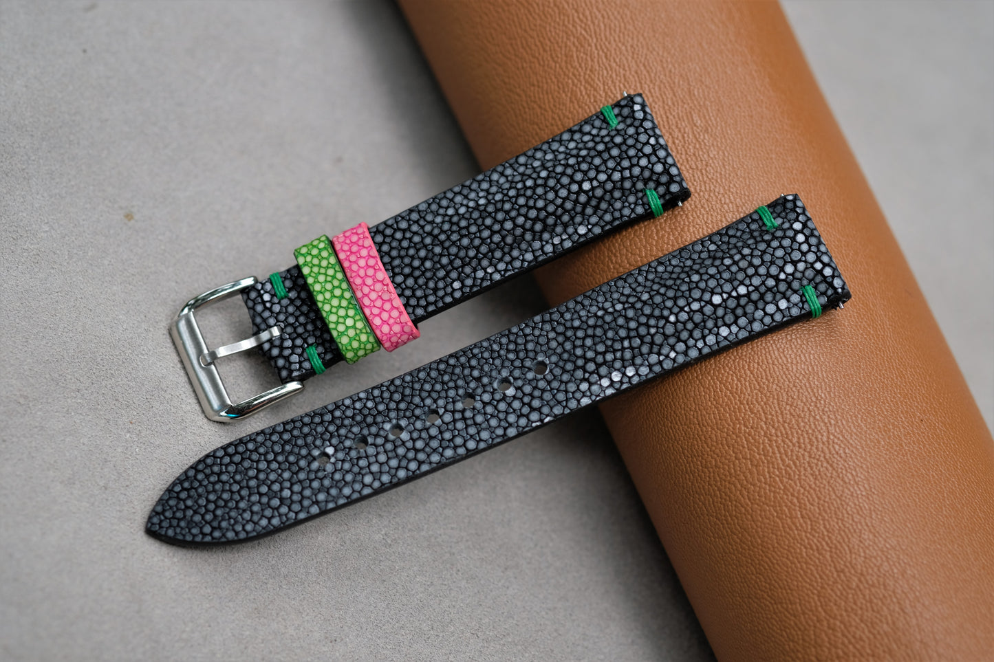 Black Stingray Leather Watch Strap