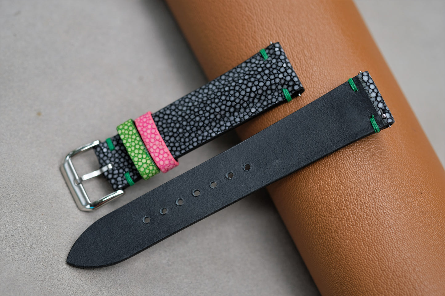 Black Stingray Leather Watch Strap