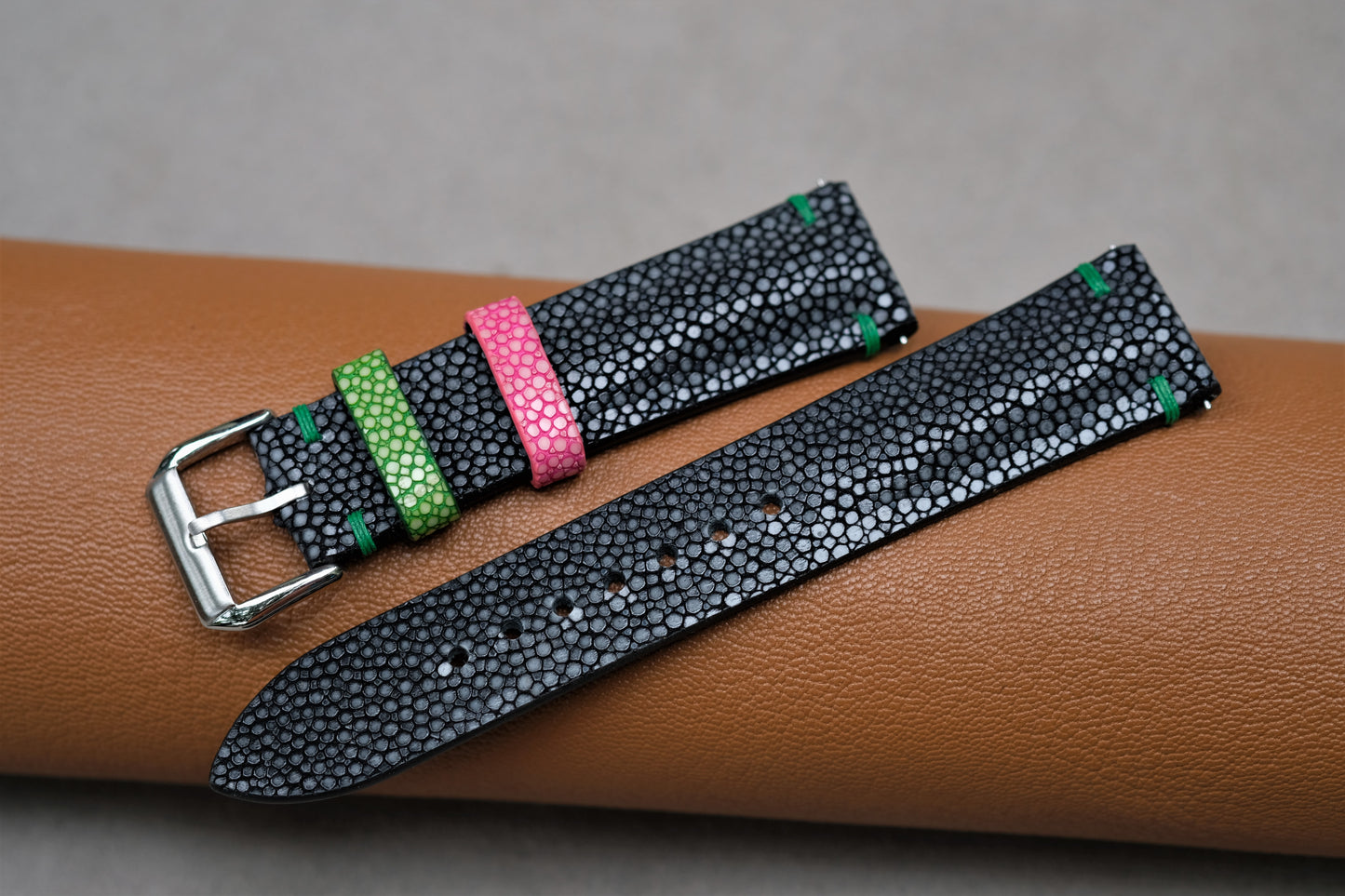 Black Stingray Leather Watch Strap