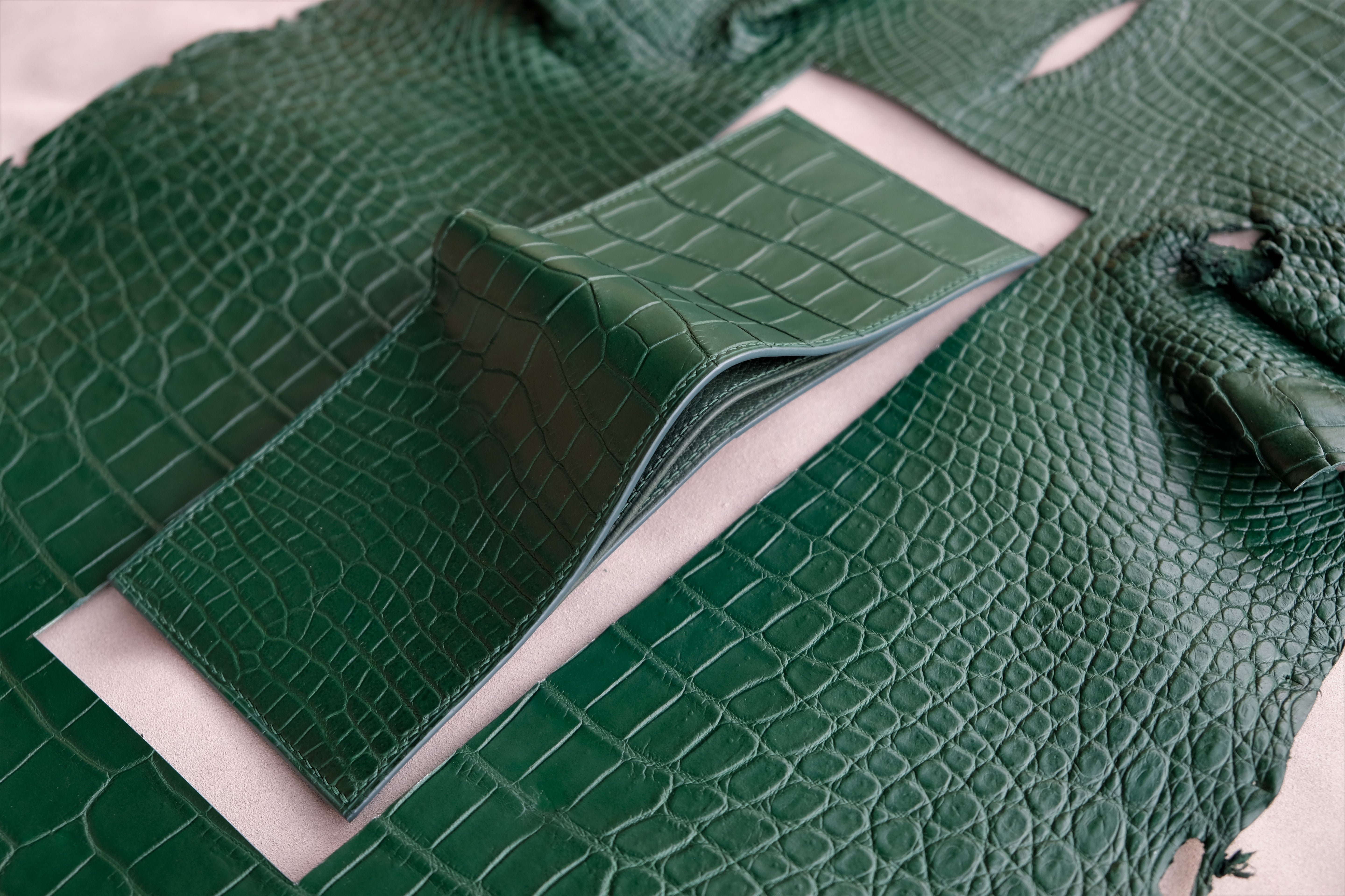 Made-to-Order Green Alligator Leather Wallet