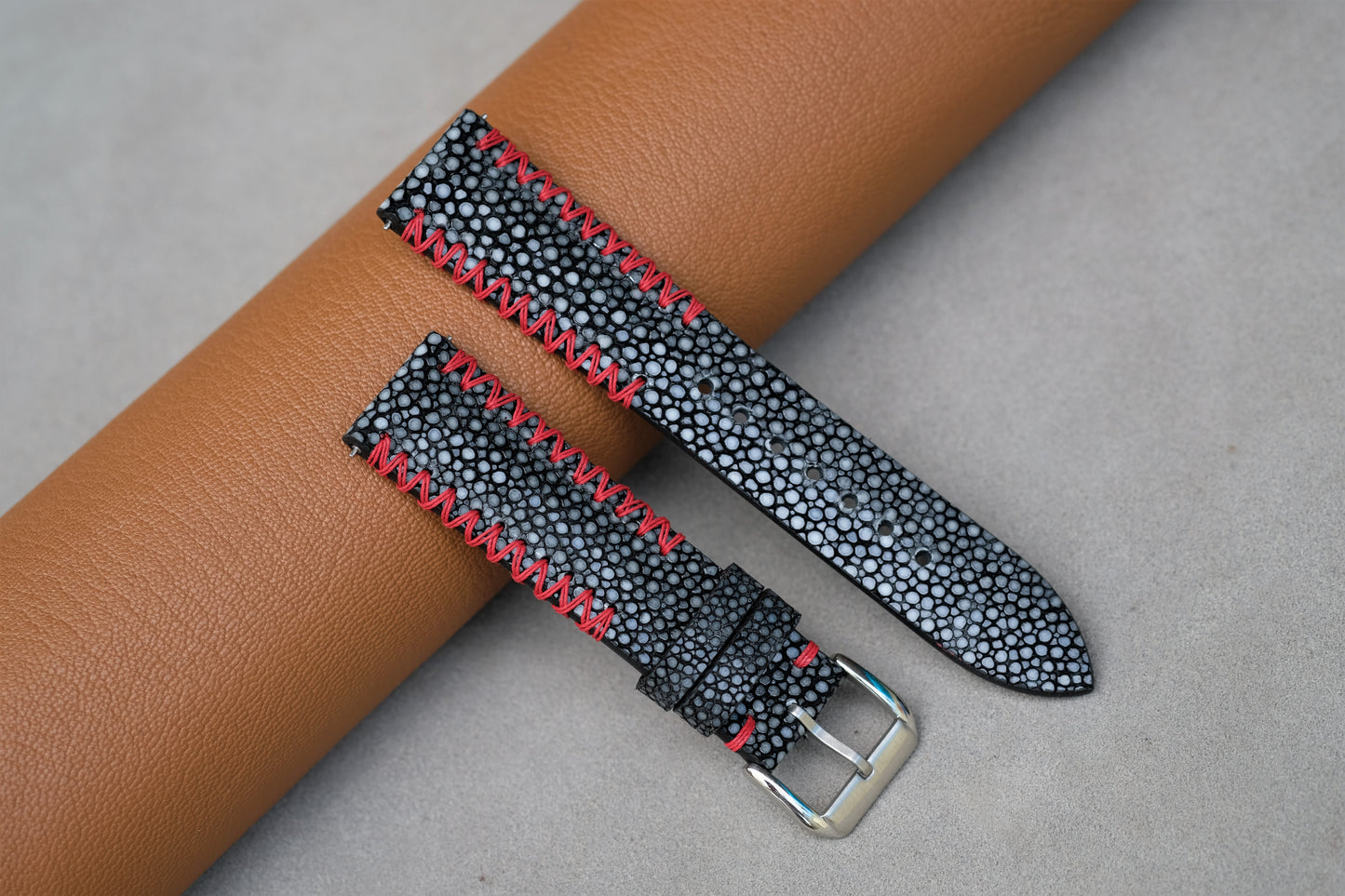 Black Stingray Leather Watch Strap