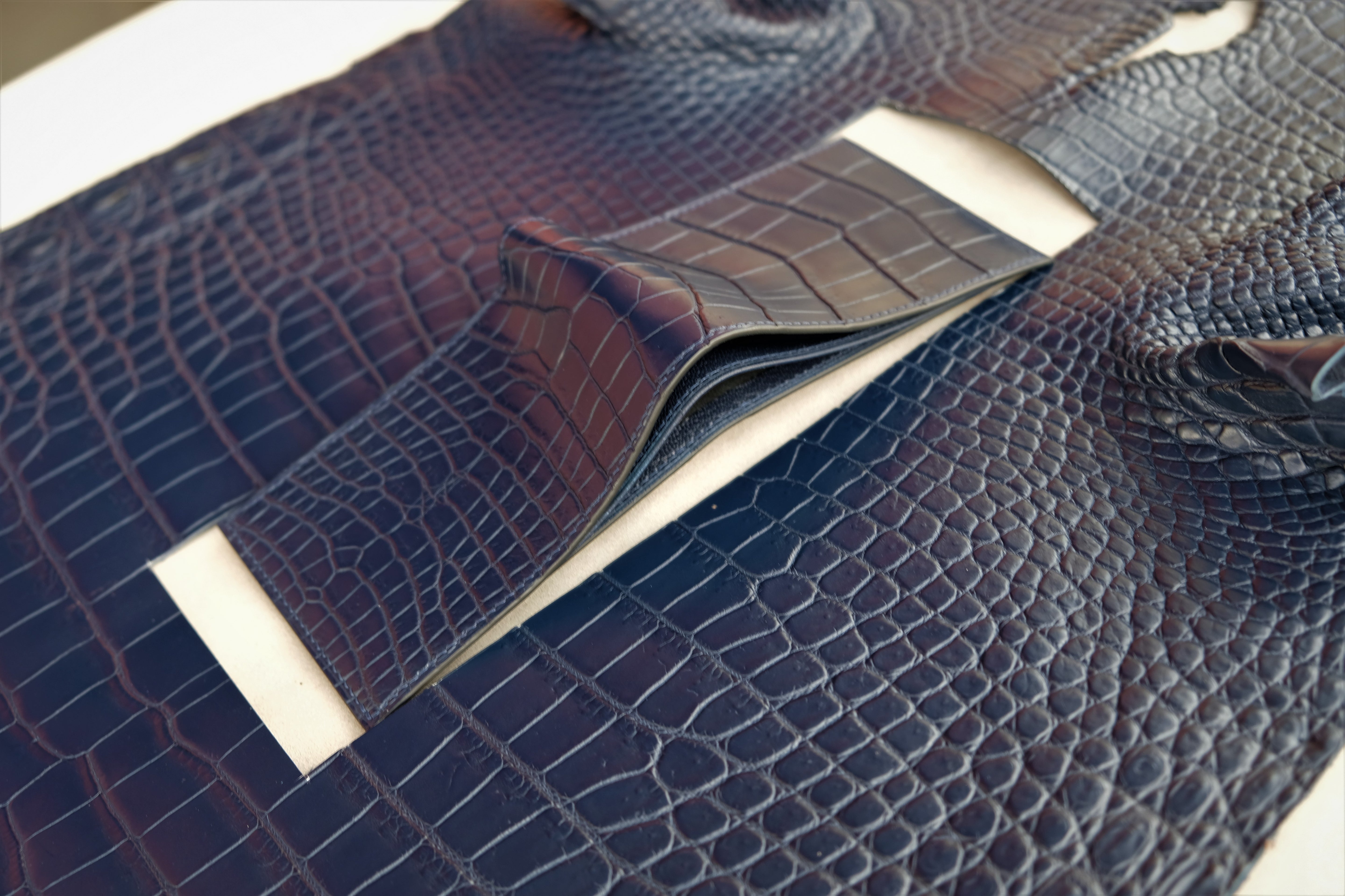 Made-to-Order Navy Alligator Leather Wallet