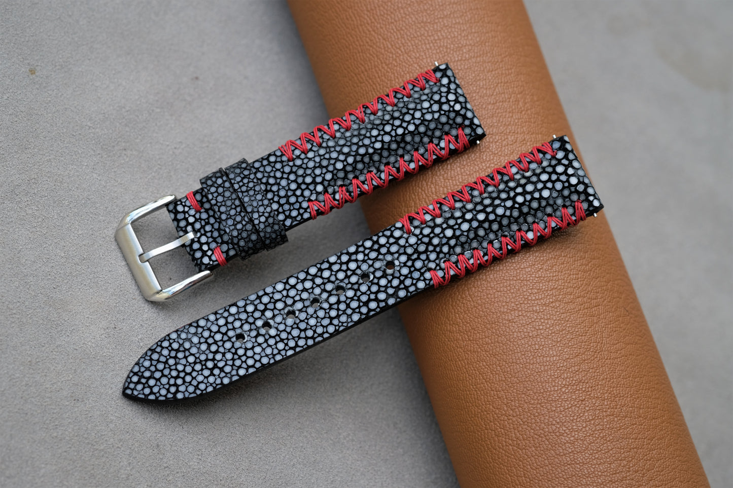 Black Stingray Leather Watch Strap