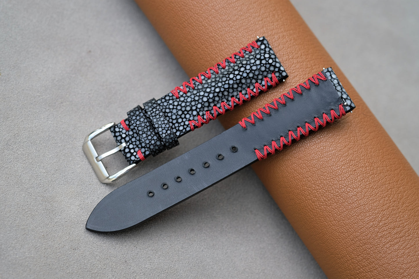 Black Stingray Leather Watch Strap