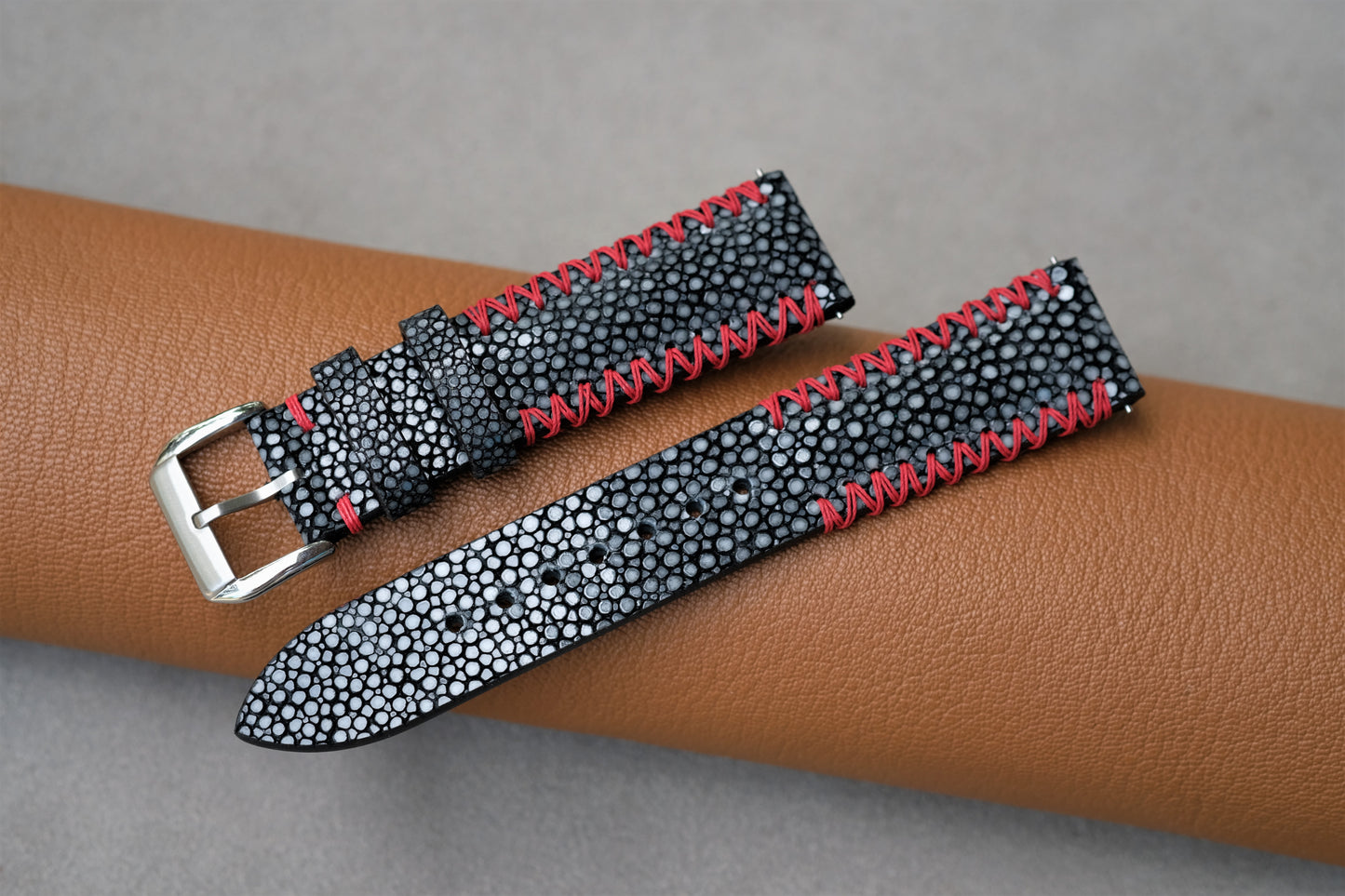 Black Stingray Leather Watch Strap