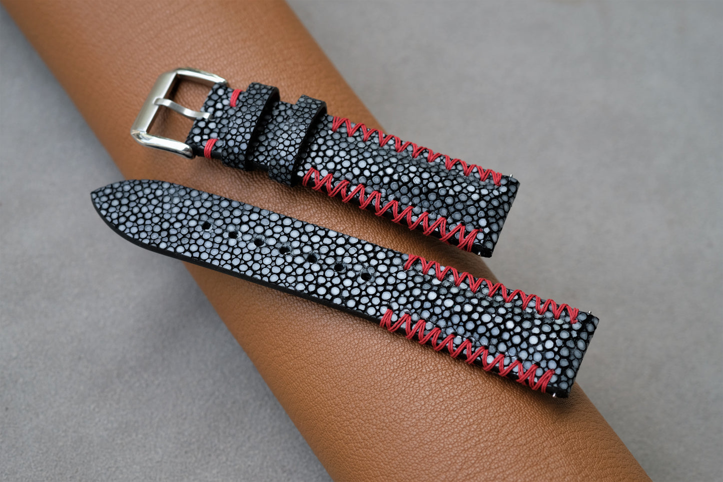 Black Stingray Leather Watch Strap